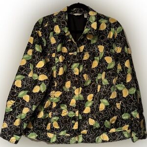 Laura Ashley Woman Sz 2X Lemon Lime Shacket w/ embroider details, buttons, lined